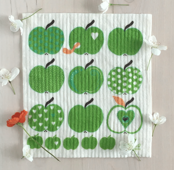 Square Love Swedish Sponge Cloths - Apples