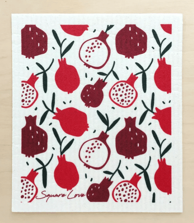 Square Love Swedish Sponge Cloths - Pomegranate