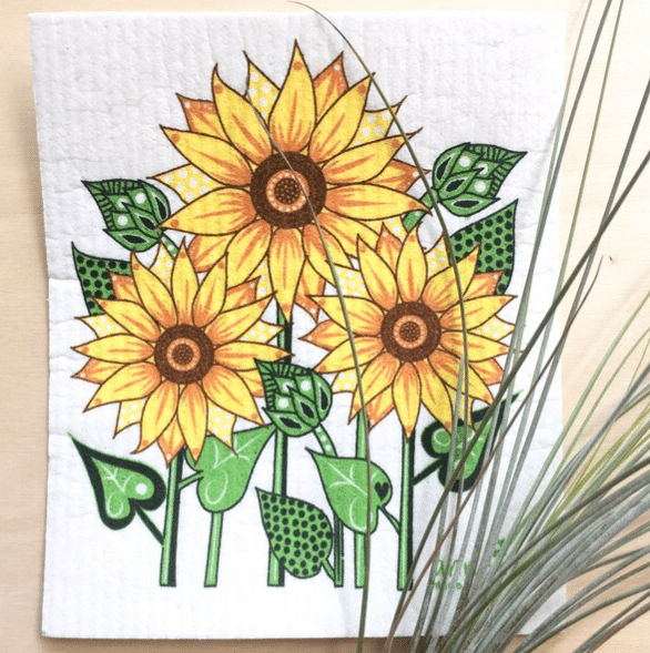 Square Love Swedish Sponge Cloths - Sunflower