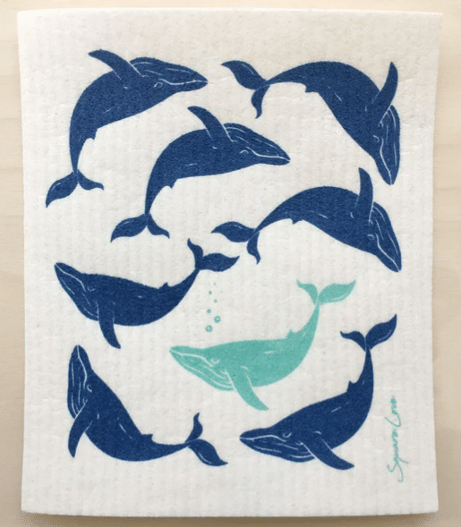 Square Love Swedish Sponge Cloths - Whales
