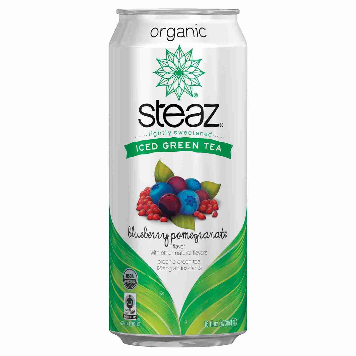 Steaz Iced Green Tea: Blueberry Pomegranate - 473Ml
