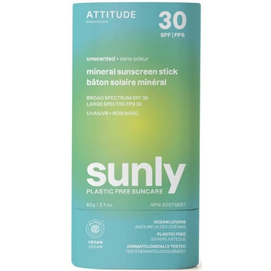 Attitude Living - Sunly Mineral Sunscreen Stick Unscented, 60G