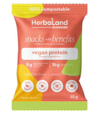 Herbaland Vegan Protein Gummies, Tropical Fruit, 50 g