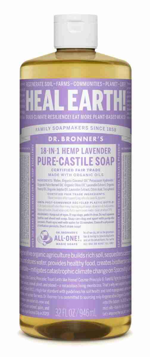 Dr. Bronner's Organic Pure-Castile Liquid Soap, Lavender, 946 mL