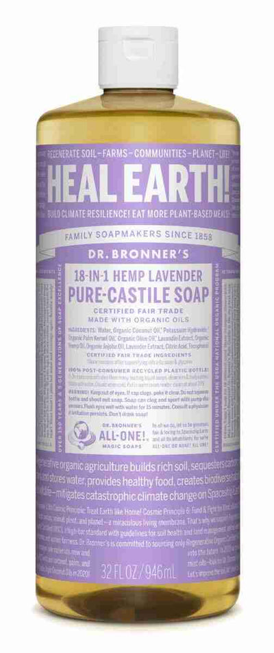 Dr. Bronner's Organic Pure-Castile Liquid Soap, Lavender, 946 mL