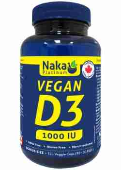 Naka Platinum Vegan D3 1000 IU, 120 Veggie Caps