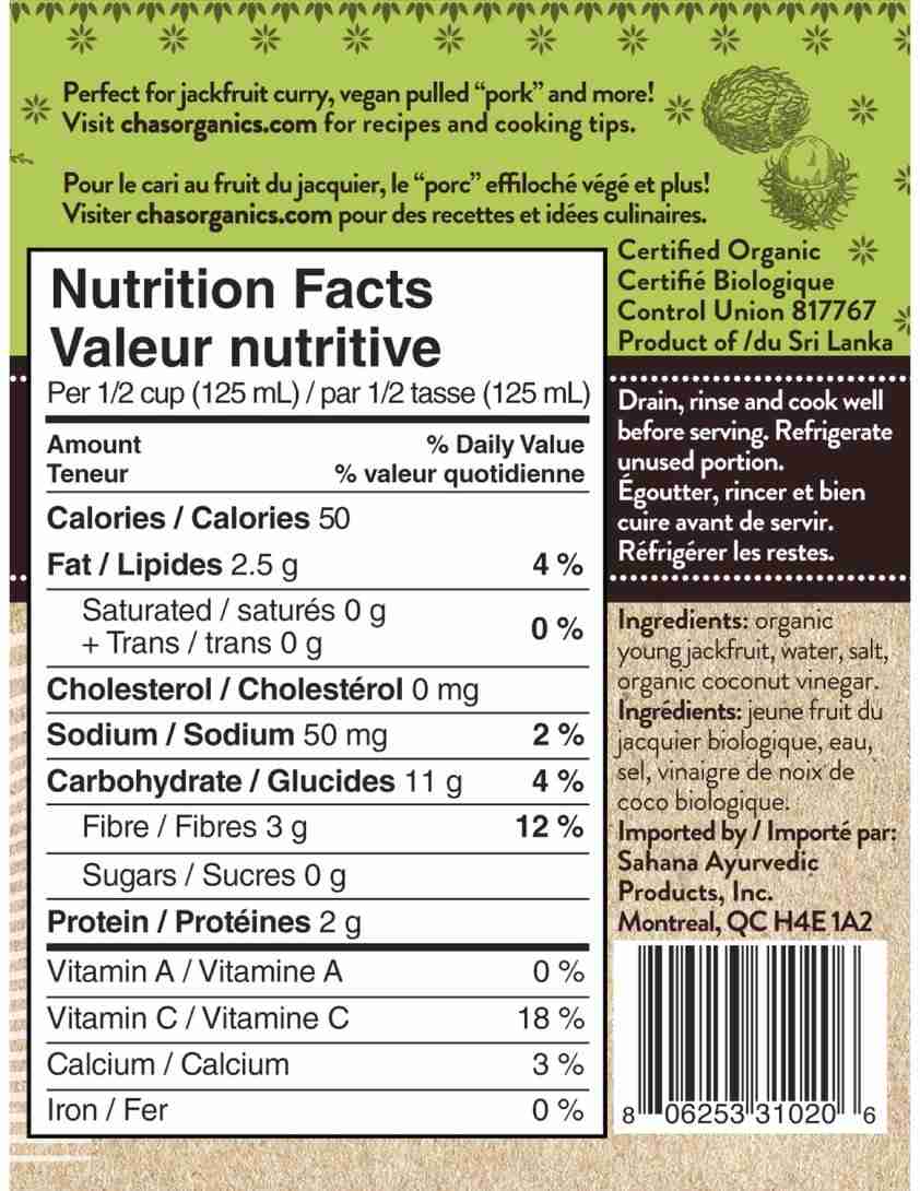 Cha's Organics, Young Jackfruit In Brine, 400Ml